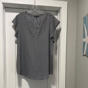 Adrianna Papell Black and White Striped Blouse